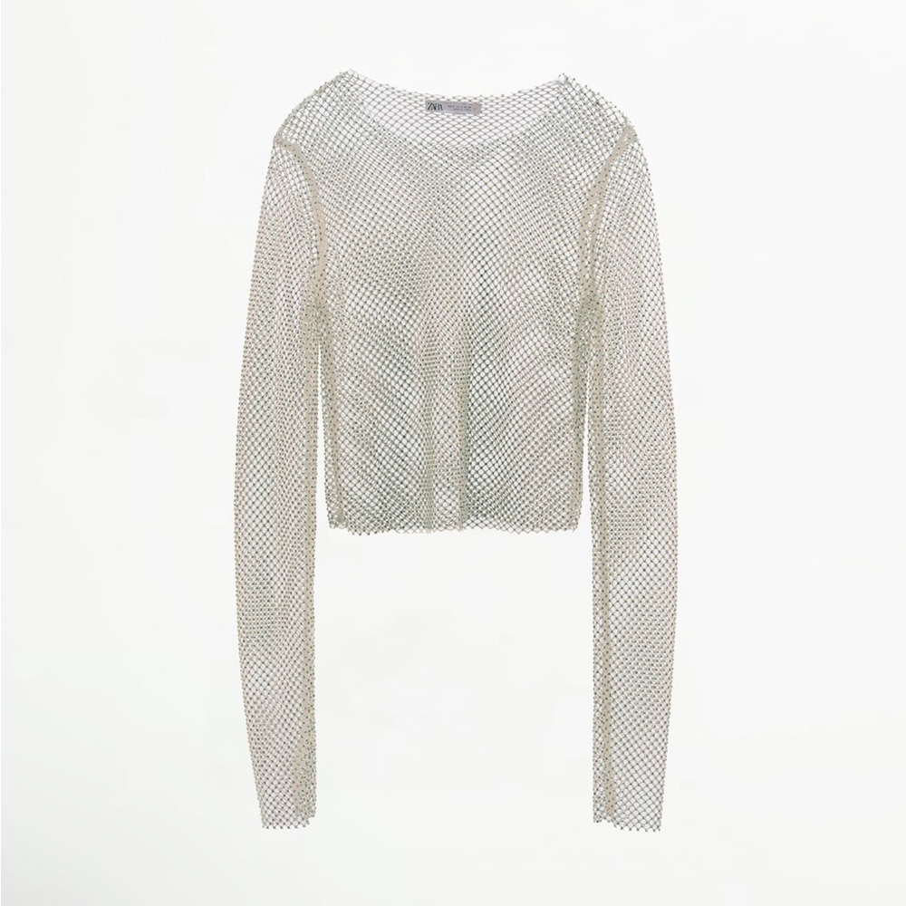 Zara SHIMMER MESH CROP TOP